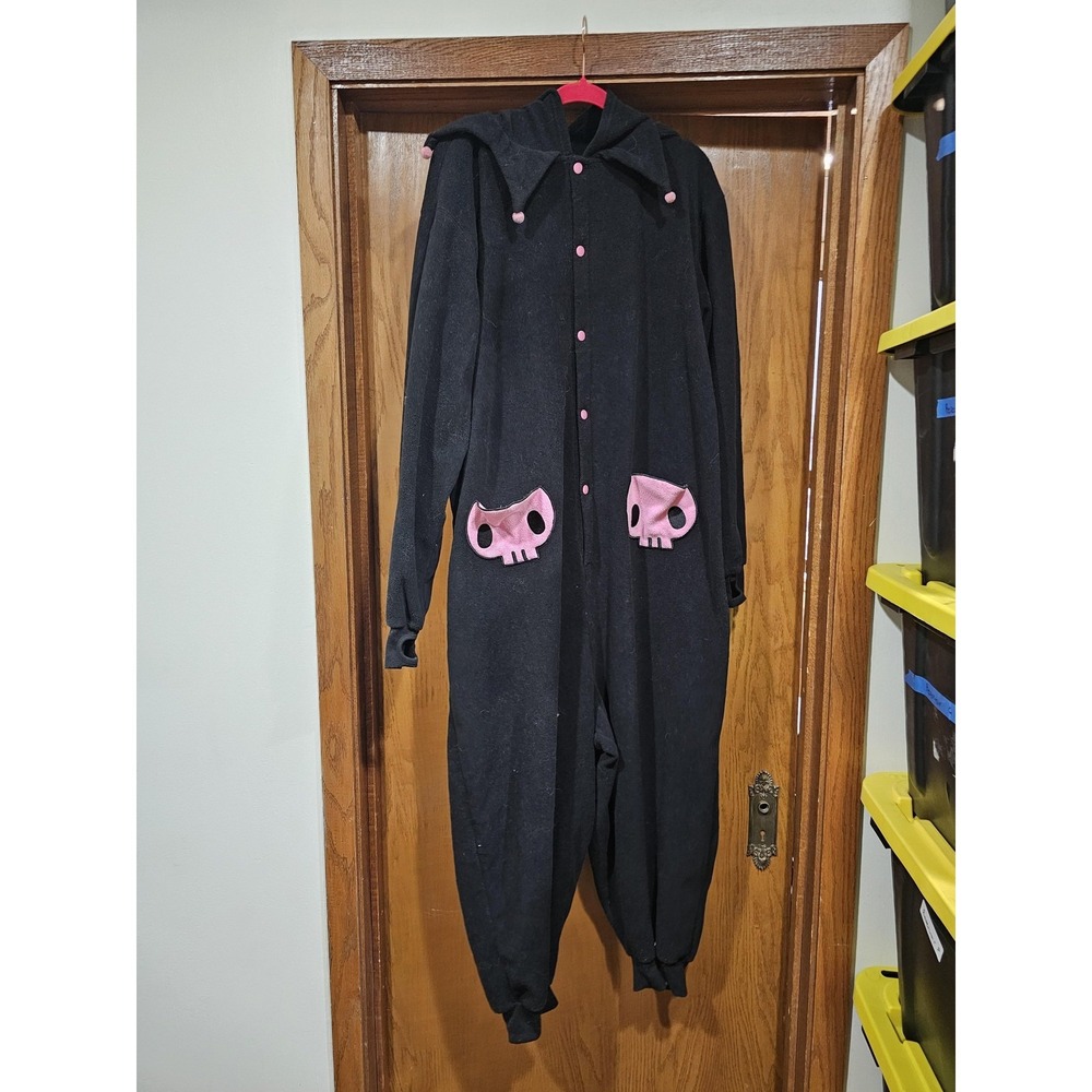 Kuromi Official Sanrio Kigurumi Cosplay Blk Fleece Hooded One Piece Anime Jester